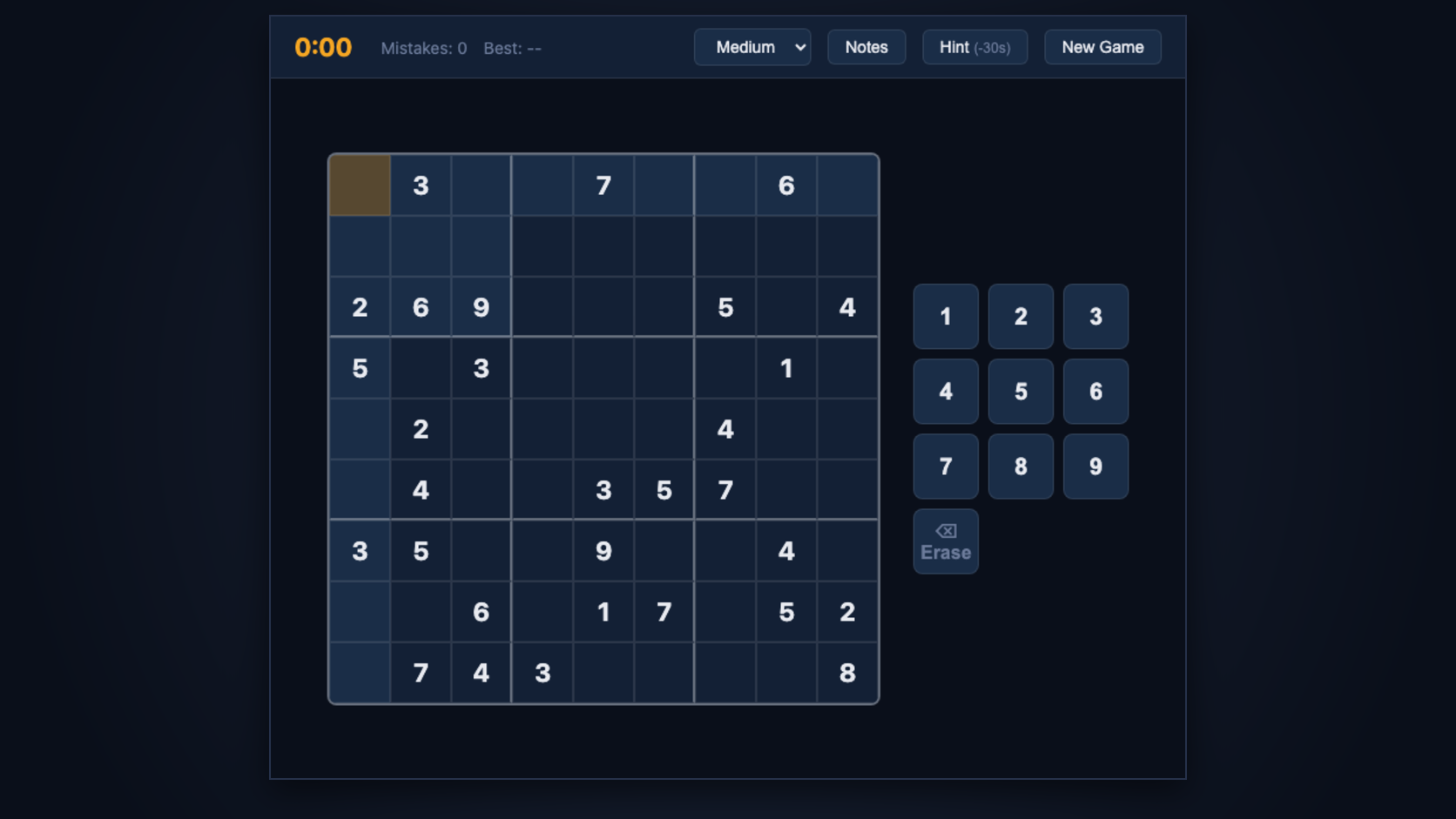 Sudoku App gameplay
